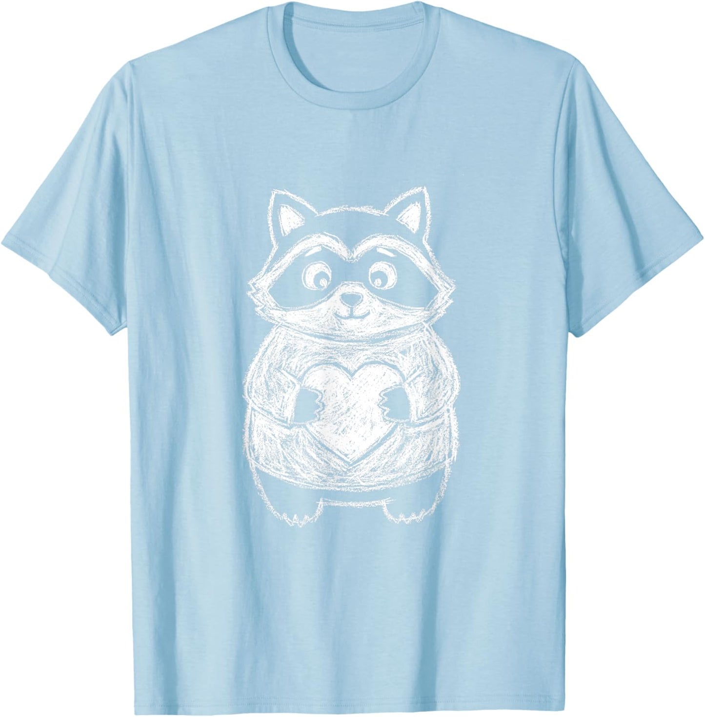 Ugly Racoon Sketch w Heart Cute Kids Valentines Days T-Shirt - T-Shirt | Light Blue