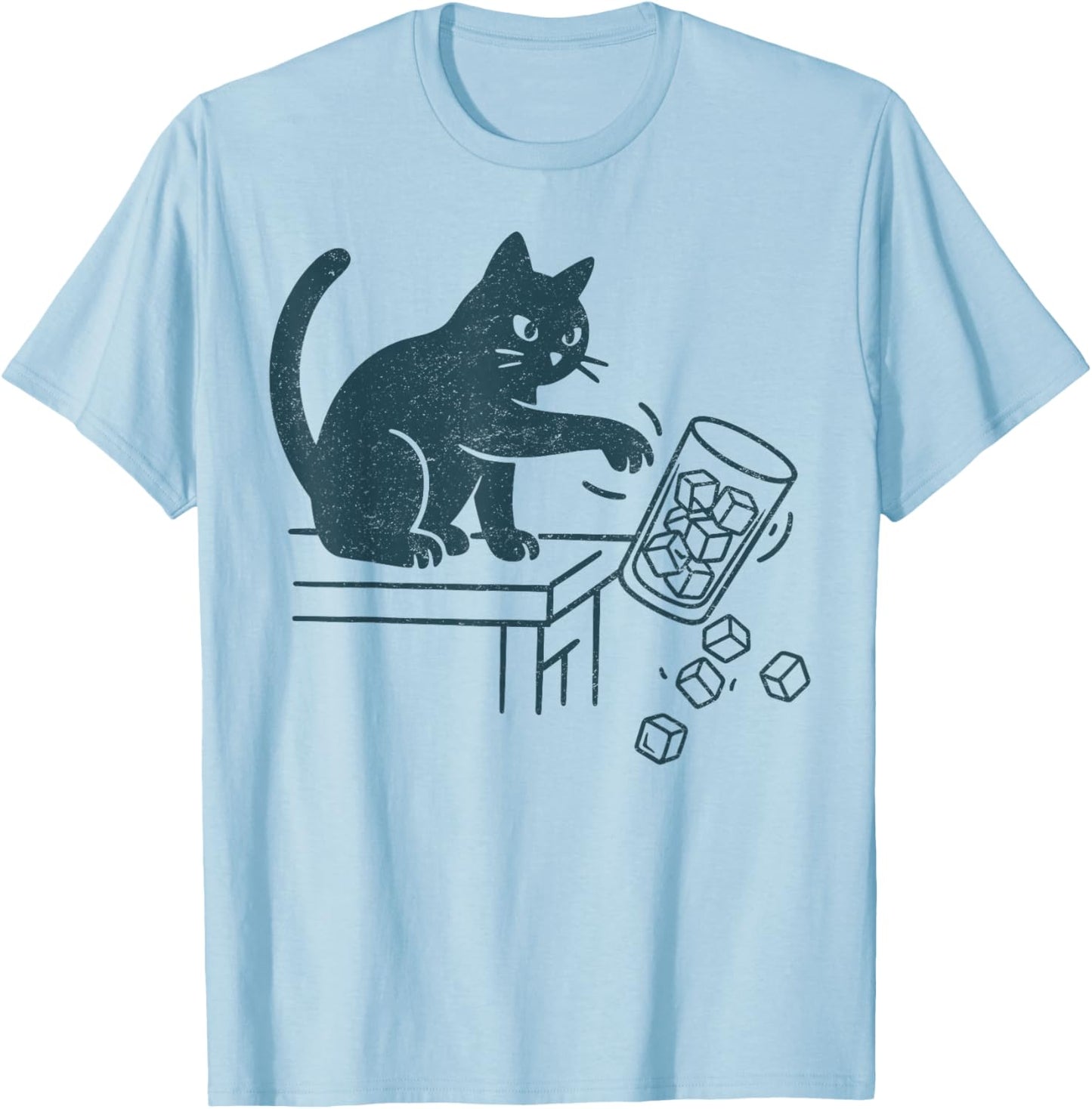Abolish ICE Funny Black Cat Pushing Ice Cat Meme Men Women T-Shirt - T-Shirt | Light Blue