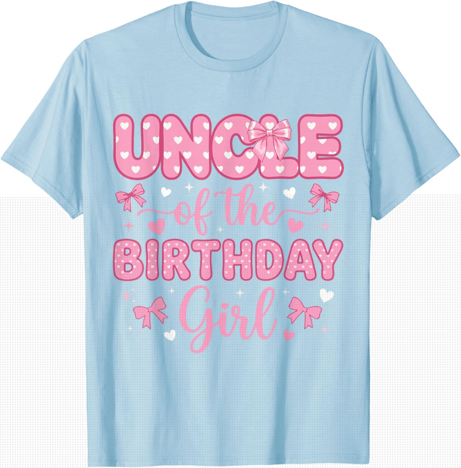 Uncle of Birthday Girl Coquette Bow Party Family Matching T-Shirt - T-Shirt | Light Blue