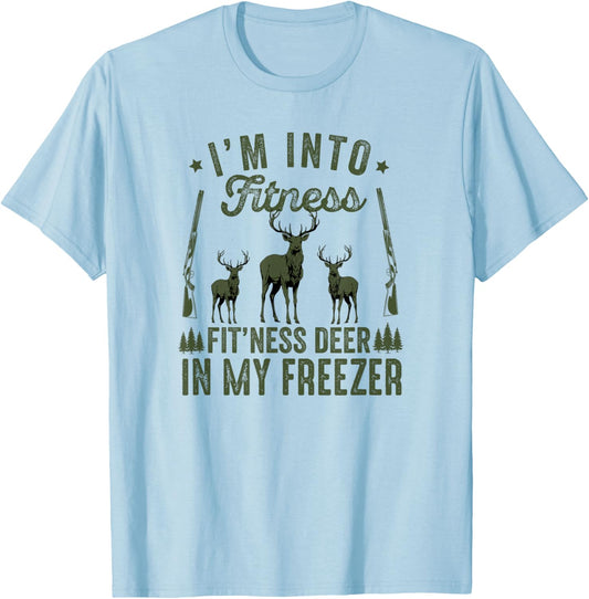 Funny Hunting Deer I'm into Fitness Fitness Deer Men Dad Boy T-Shirt - T-Shirt | Light Blue