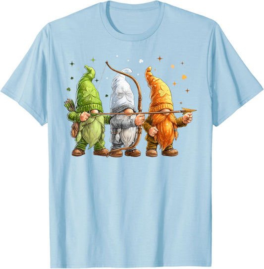 Archery Archer Gnome Shamrock St. Patricks Day Pattys Day T-Shirt - T-Shirt | Light Blue