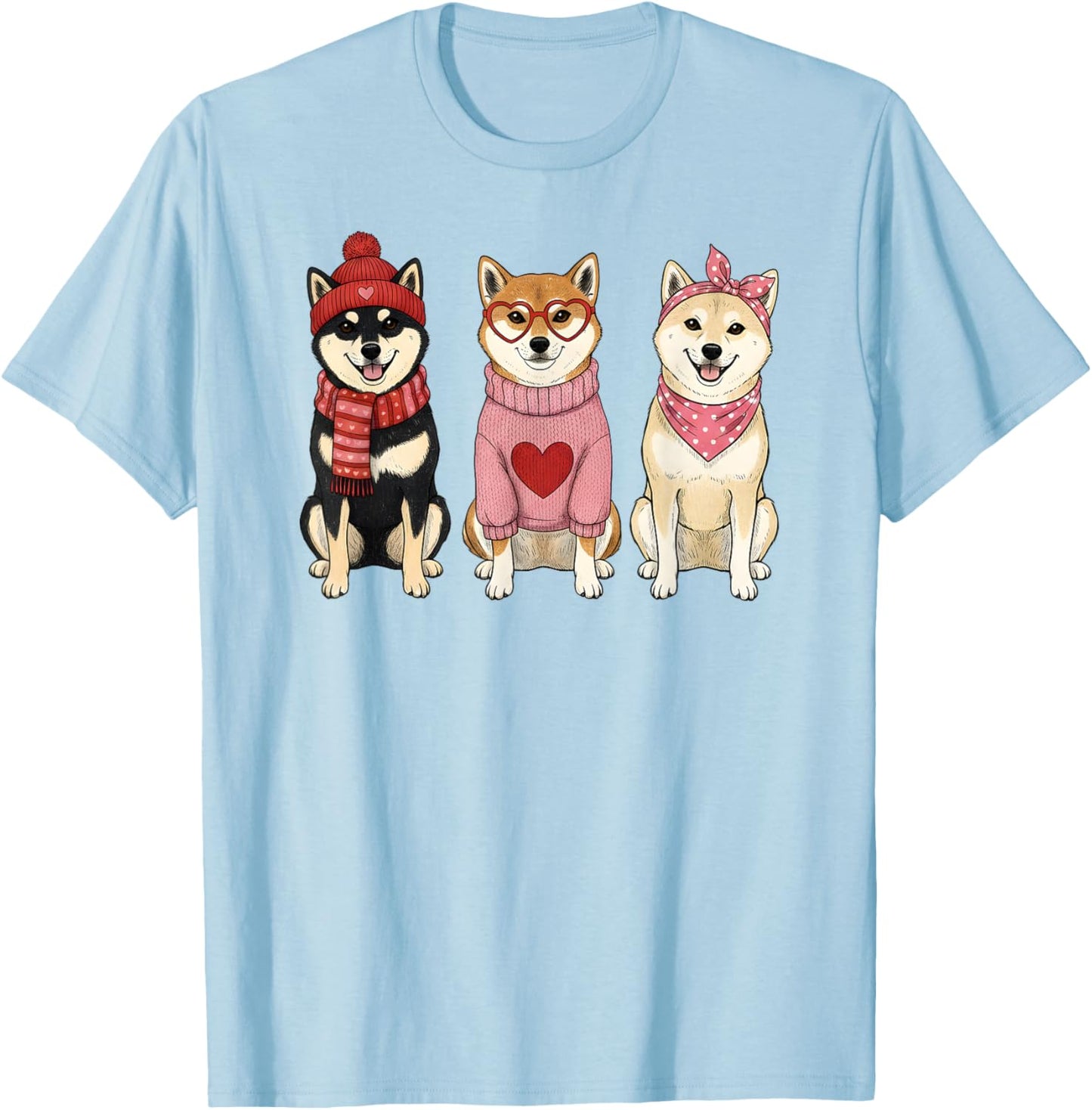 Cute Shiba Inu Valentine Dog T-Shirt - T-Shirt | Light Blue
