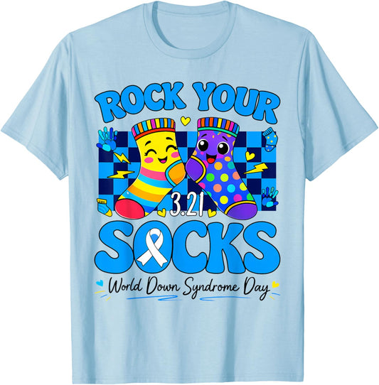 World Down Syndrome Day Rock Your Socks 321 Men Women Kid T-Shirt - T-Shirt | Light Blue
