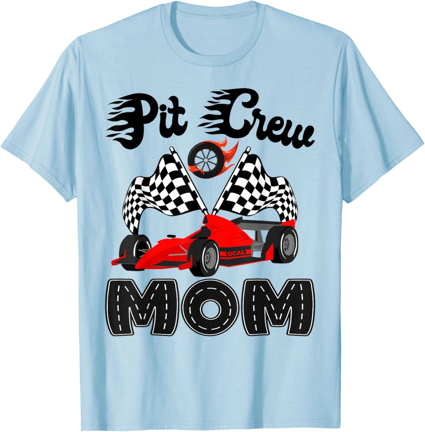 Pit Crew Mom Racing Car Birthday Boy Family Matching T-Shirt - T-Shirt | Light Blue