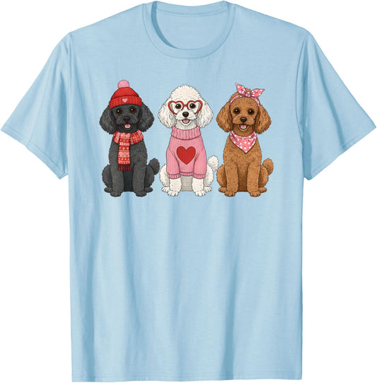 Cute Poodle Valentine Dog T-Shirt - T-Shirt | Light Blue