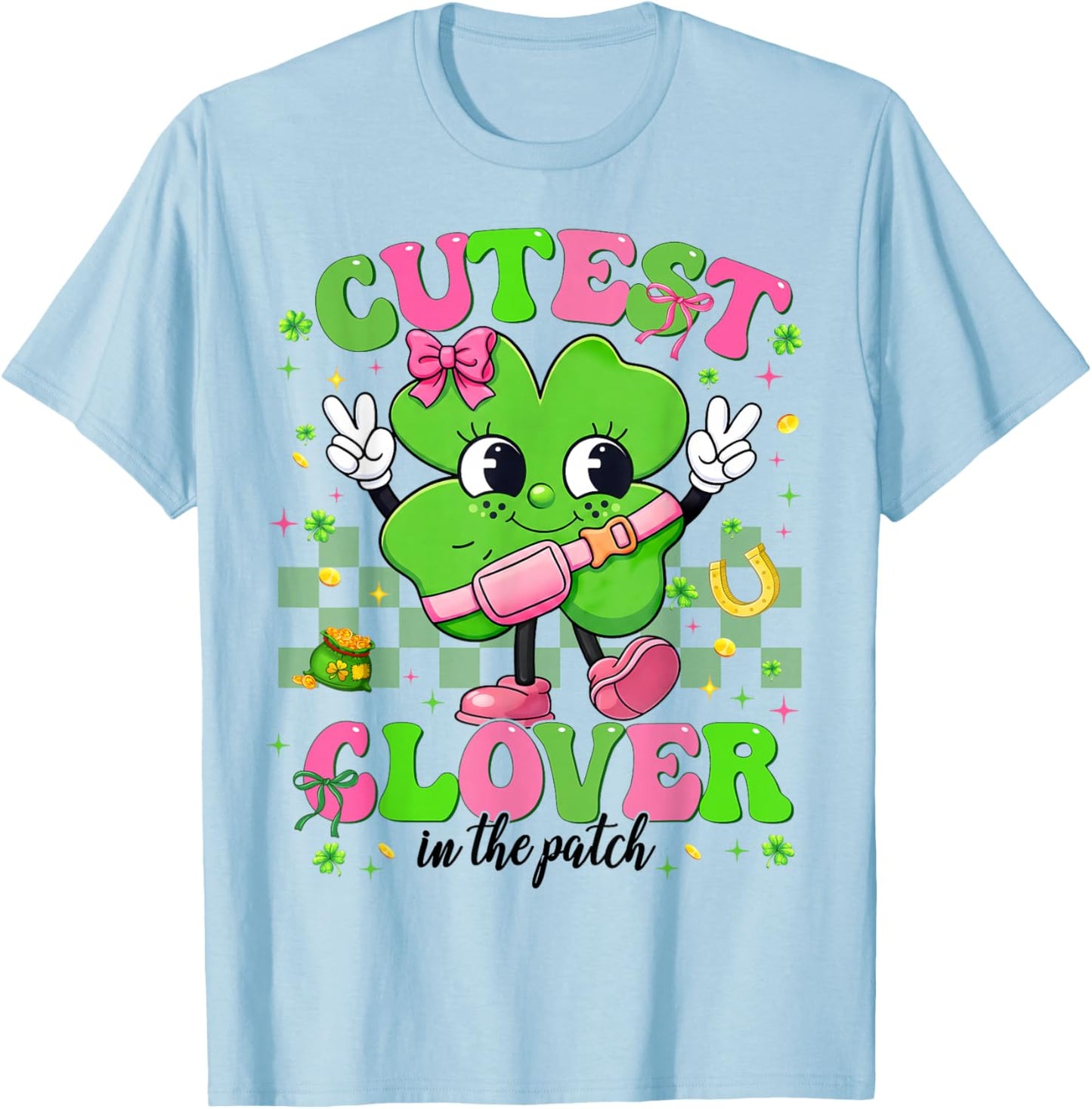 Cutest Clover Shamrock St Patricks Women Kid Toddler Girl T-Shirt - T-Shirt | Light Blue