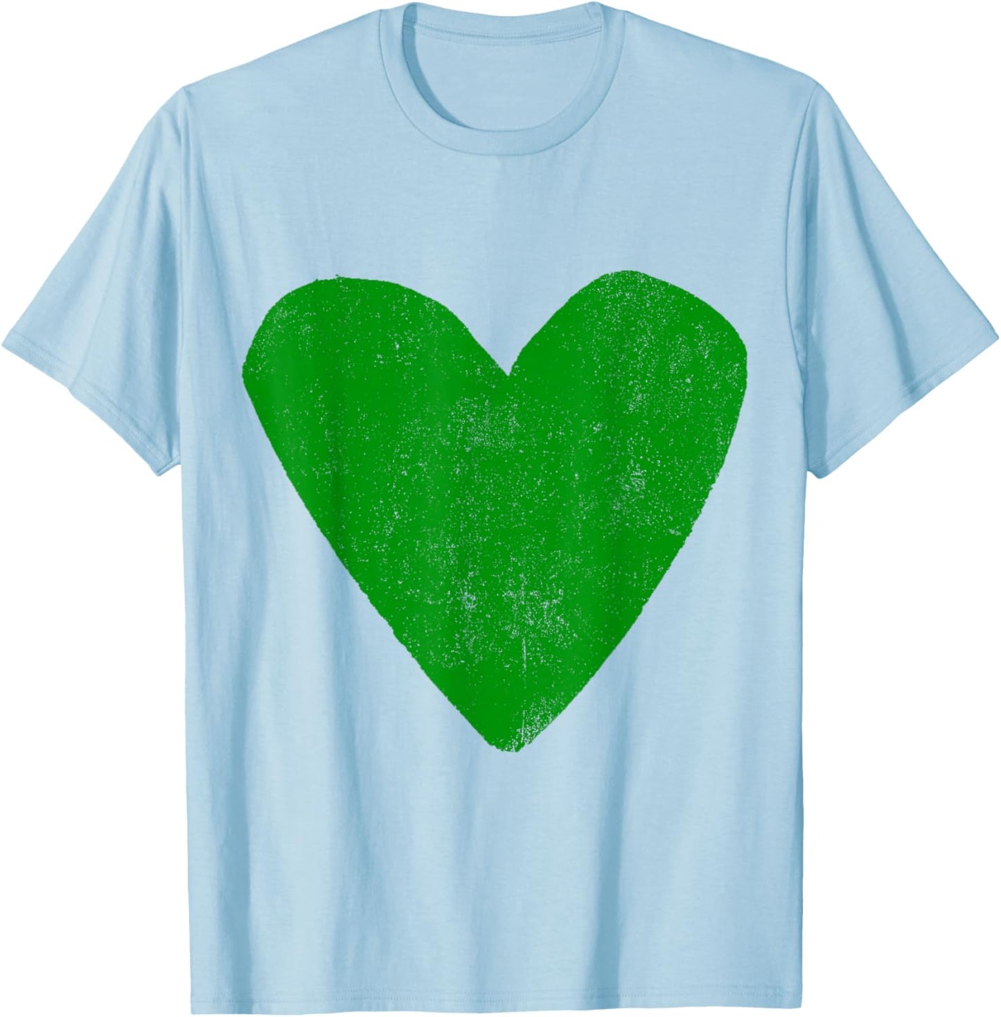 Love Heart Emerald Green Color White T-Shirt - T-Shirt | Light Blue