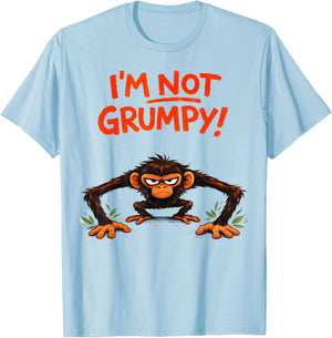 I’m Not Grumpy Funny Angry Monkey Cartoon T-Shirt - T-Shirt | Light Blue