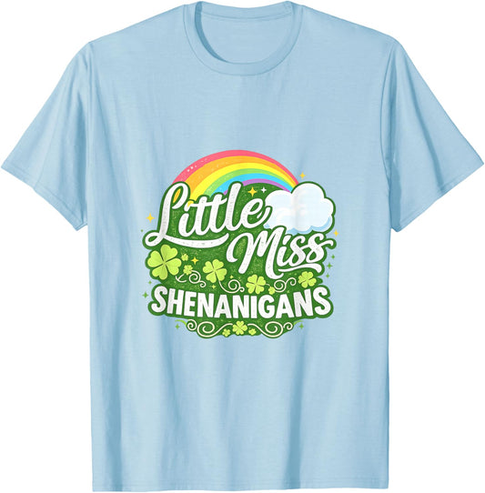 Little Miss Shenanigans St Patrick's Day Kids Girls Toddler T-Shirt - T-Shirt | Light Blue