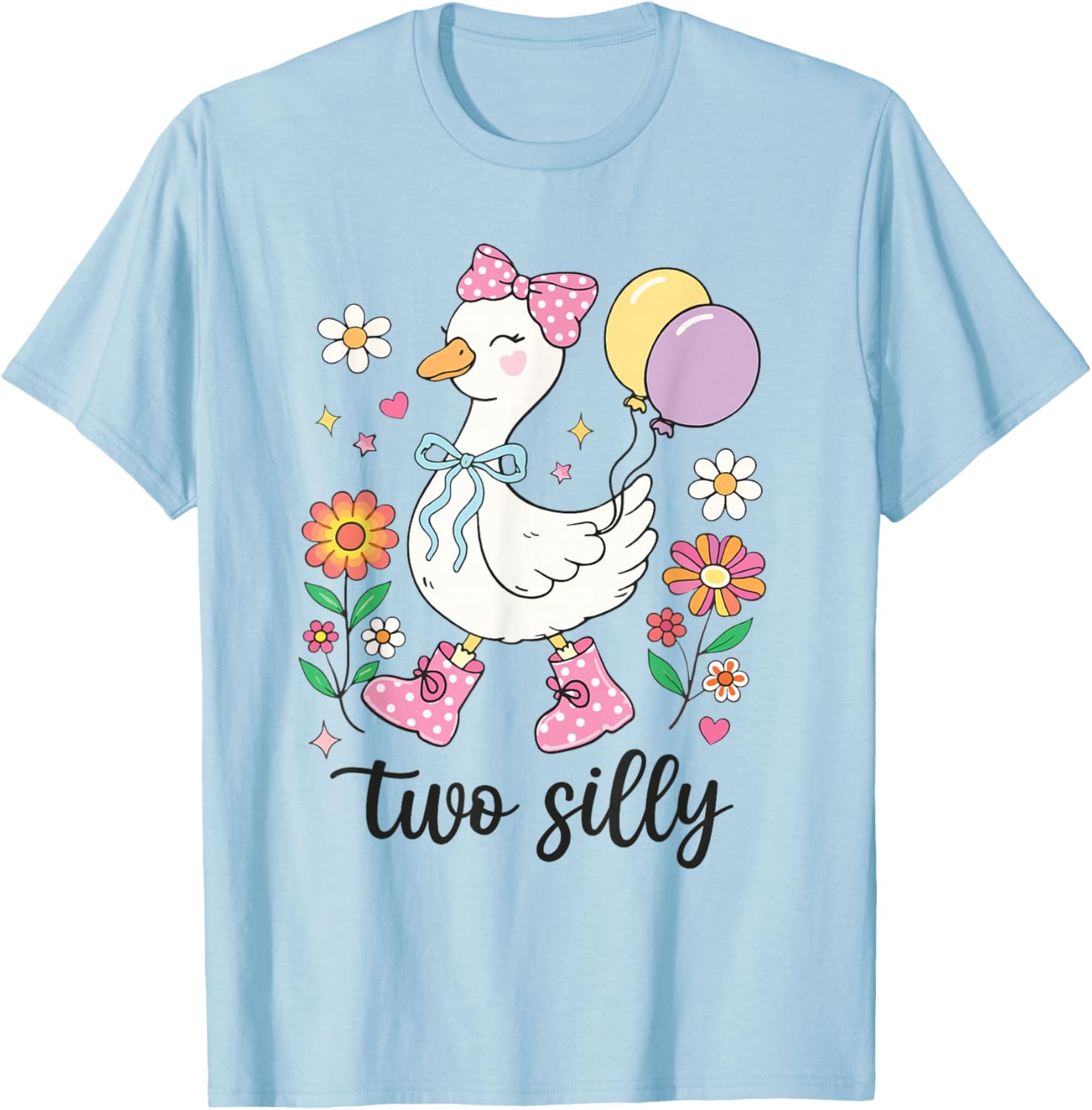 Two Silly Second Birthday Goose 2nd Birthday T-Shirt - T-Shirt | Light Blue