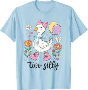 Two Silly Second Birthday Goose 2nd Birthday T-Shirt - T-Shirt | Light Blue