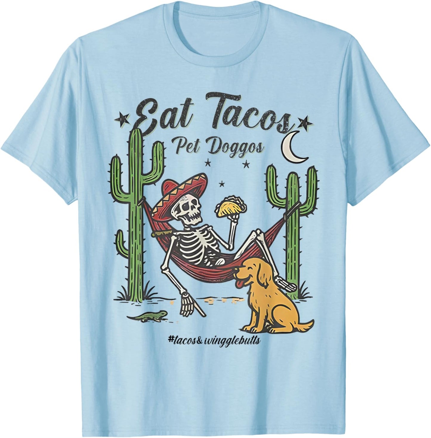 Eat Tacos Pet Doggos T-Shirt - T-Shirt | Light Blue