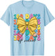 100 Days of School Coquette Bow Girl 100th Day of School Boy T-Shirt - T-Shirt | Light Blue