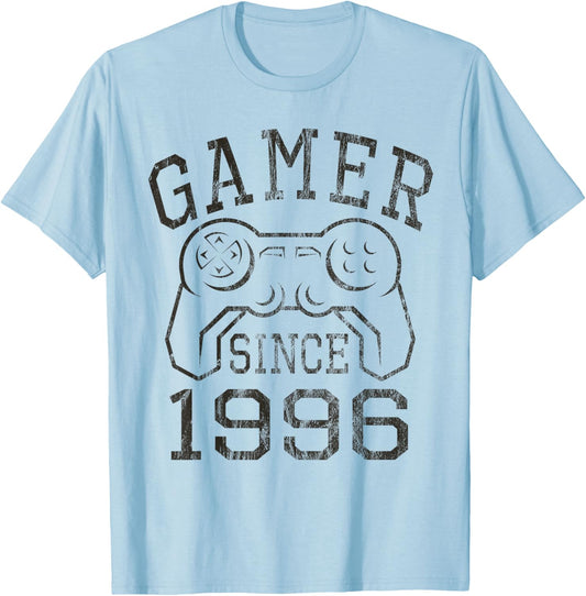 Born in 1996, Gamer Since 1996 Vintage Gamer Gifts Birthday T-Shirt - T-Shirt | Light Blue
