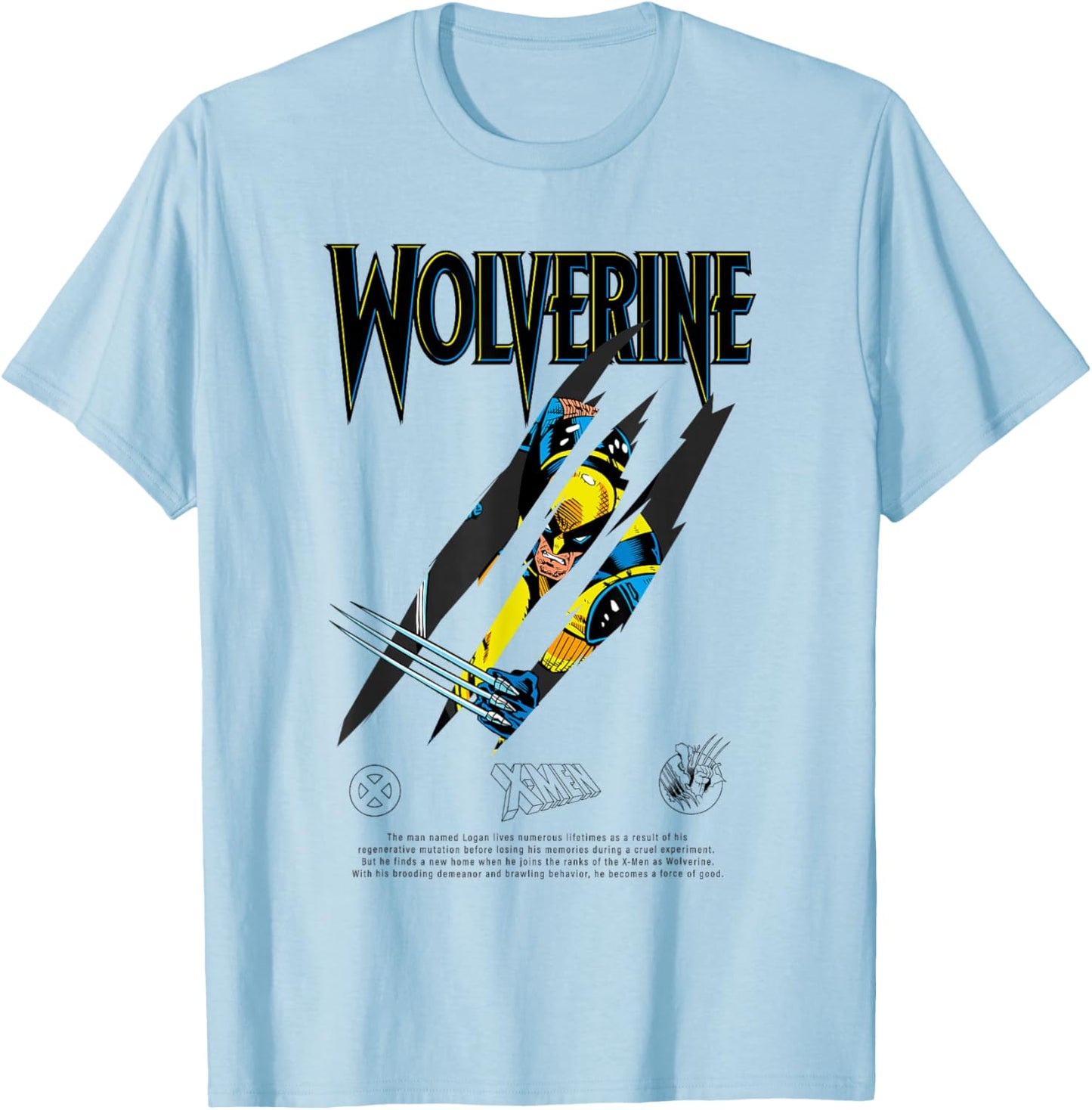 Marvel Comics X-Men Wolverine Claw Slash T-Shirt - T-Shirt | Light Blue