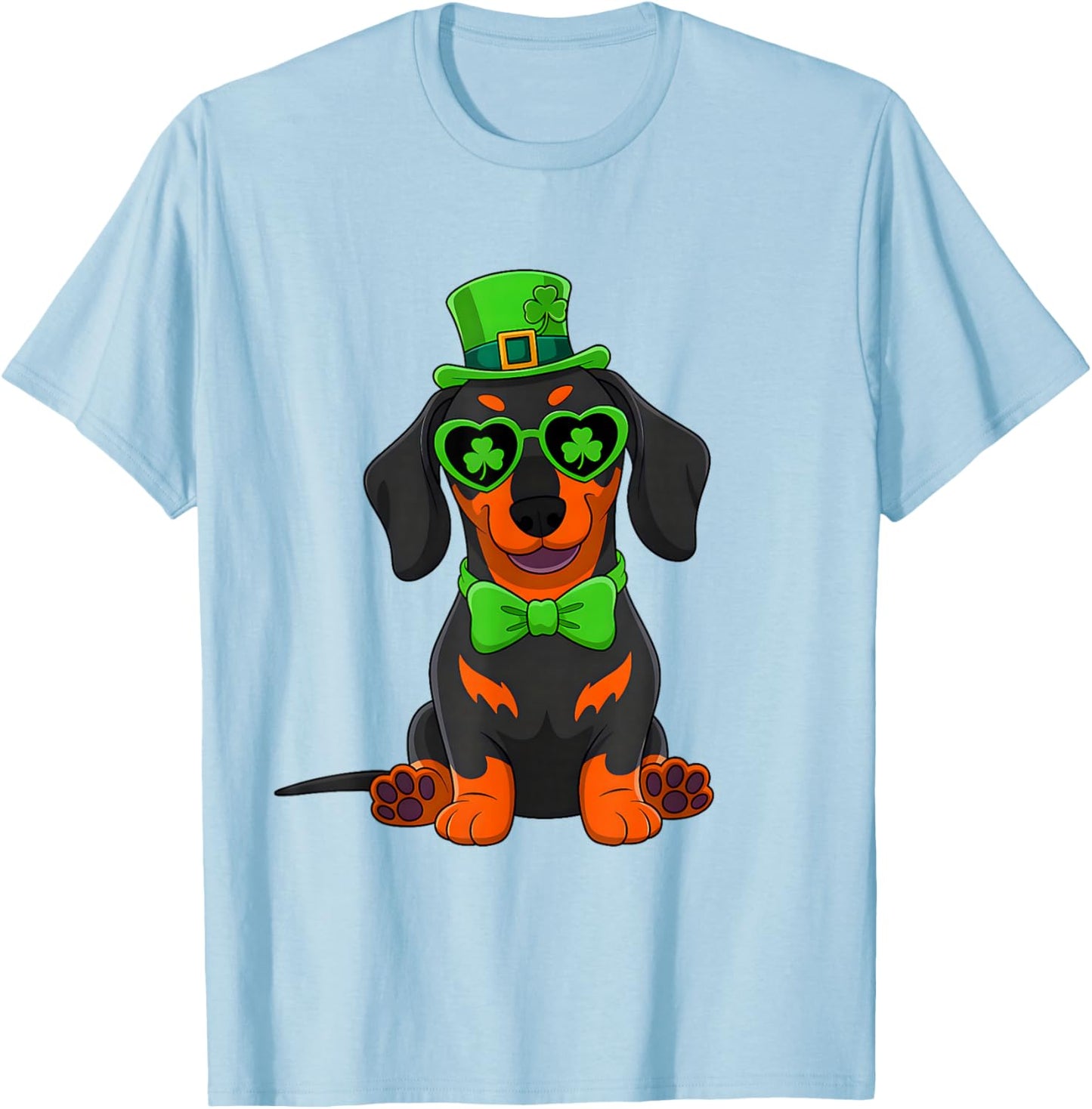 Dachshund Shamrock St Patricks Day Leprechaun Hat Dog Lover T-Shirt - T-Shirt | Light Blue