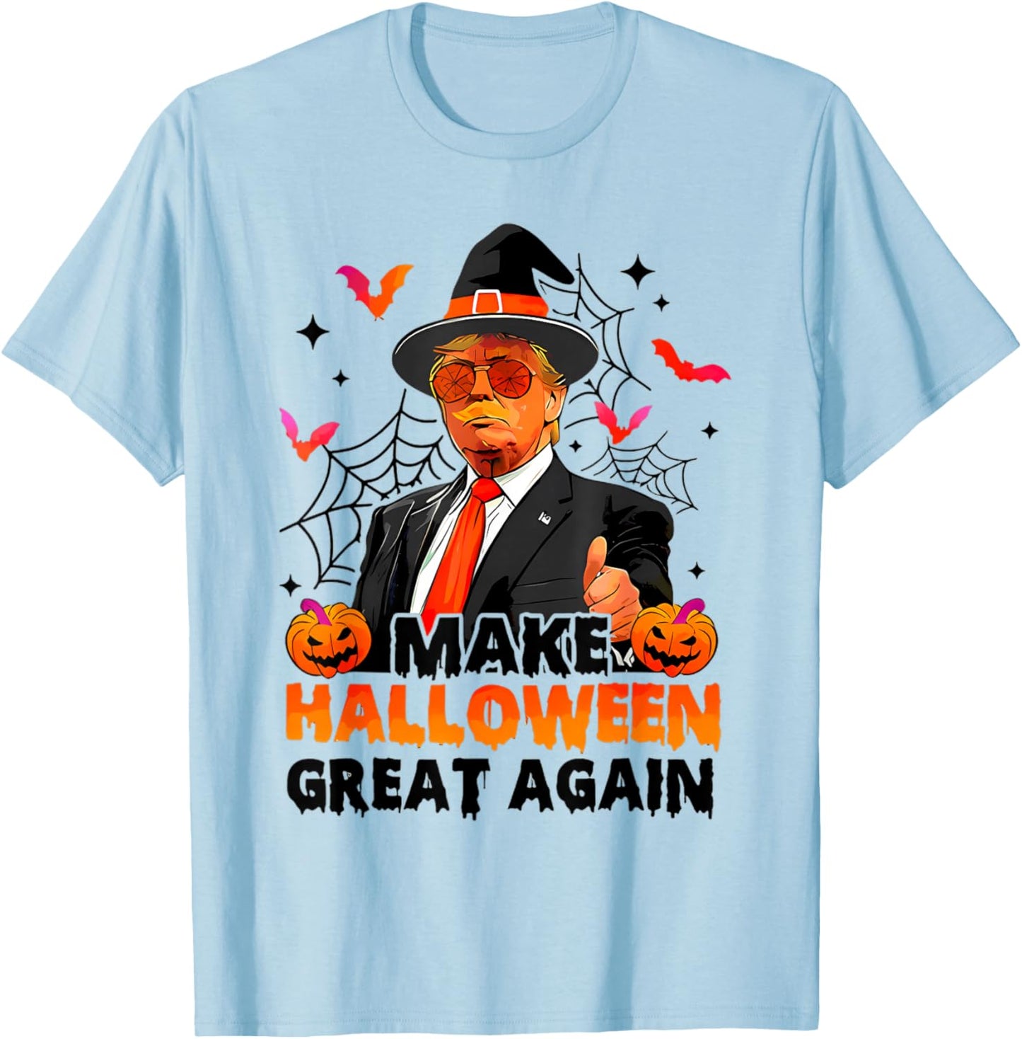 Make Halloween Great Again Funny Trump Spooky Trick Or Treat T-Shirt - T-Shirt | Light Blue