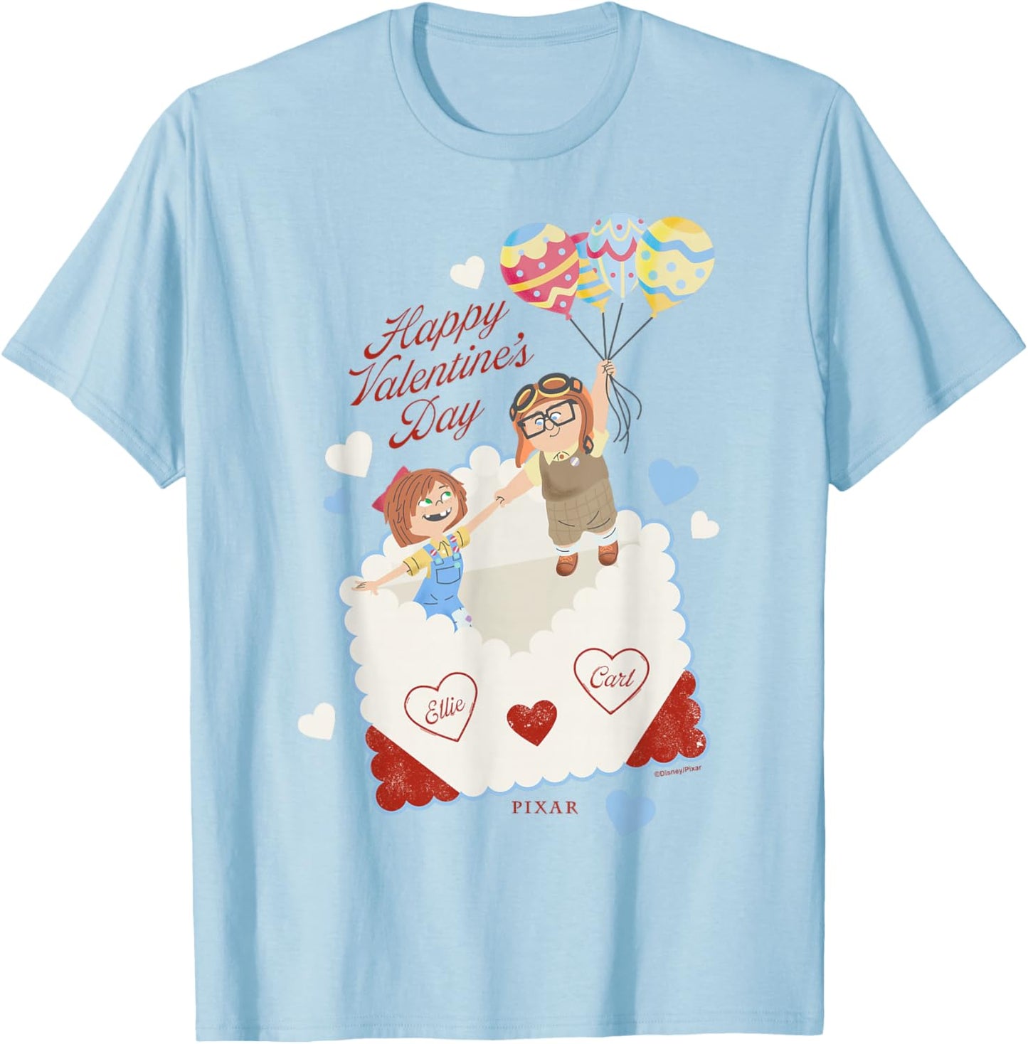 Disney Pixar Up Carl and Ellie Valentines Balloons T-Shirt - T-Shirt | Light Blue