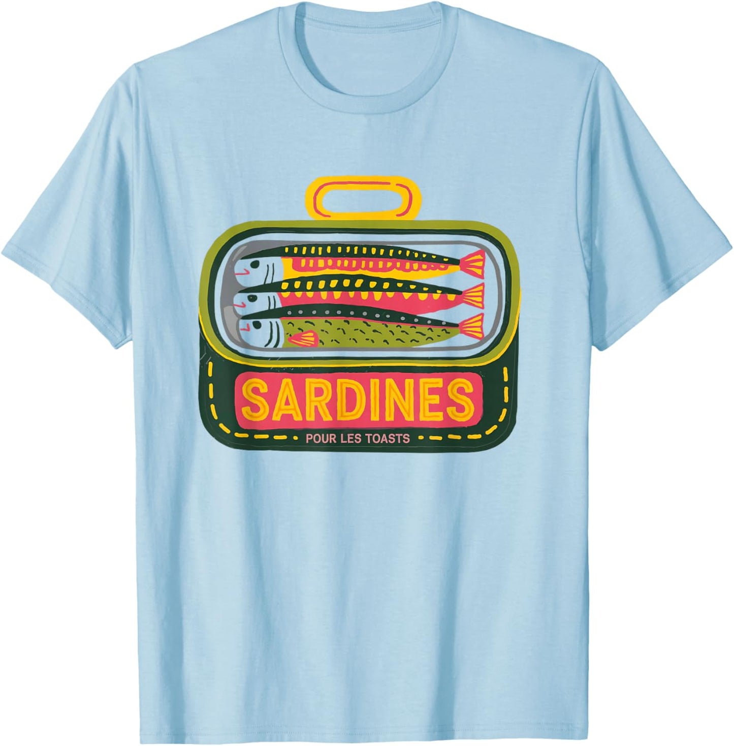 Sardine Tin Pop Art Design Vintage Food Fish T-Shirt - T-Shirt | Light Blue