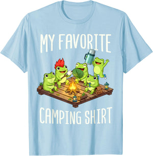 My Favorite Camping Shirt – Cute Frog Campfire Art T-Shirt - T-Shirt | Light Blue