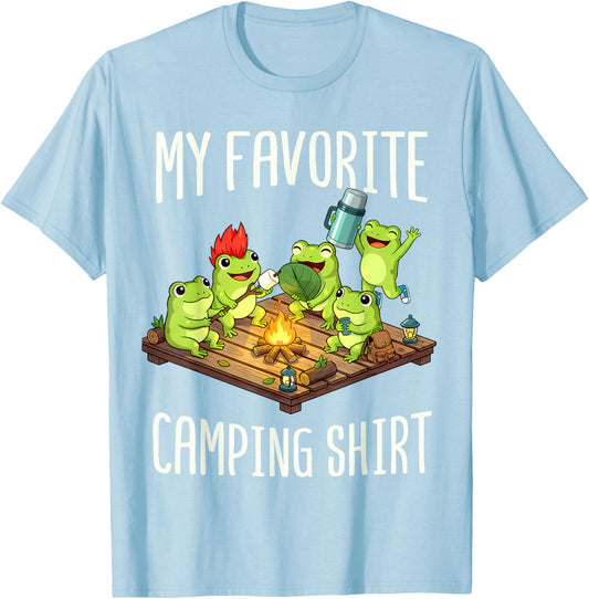 My Favorite Camping Shirt – Cute Frog Campfire Art T-Shirt - T-Shirt | Light Blue