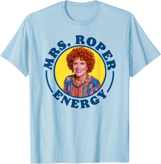 Mrs Roper Energy Funny Helen Roper Three's Company T-Shirt - T-Shirt | Light Blue