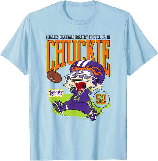 Rugrats Chuckie Football Athletic Logo Retro Cartoon T-Shirt - T-Shirt | Light Blue