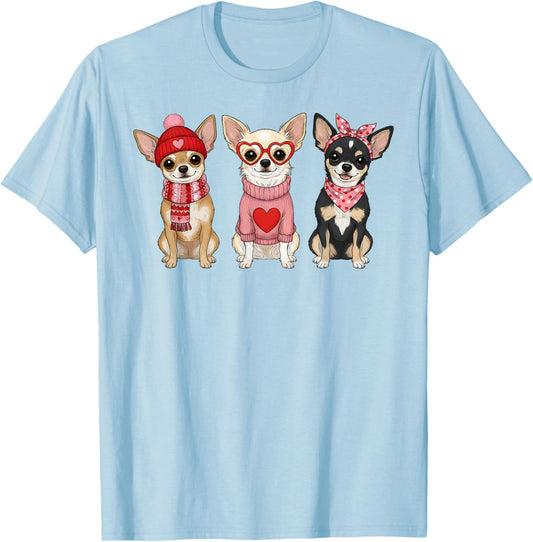Cute Chihuahua Valentine Dog T-Shirt - T-Shirt | Light Blue