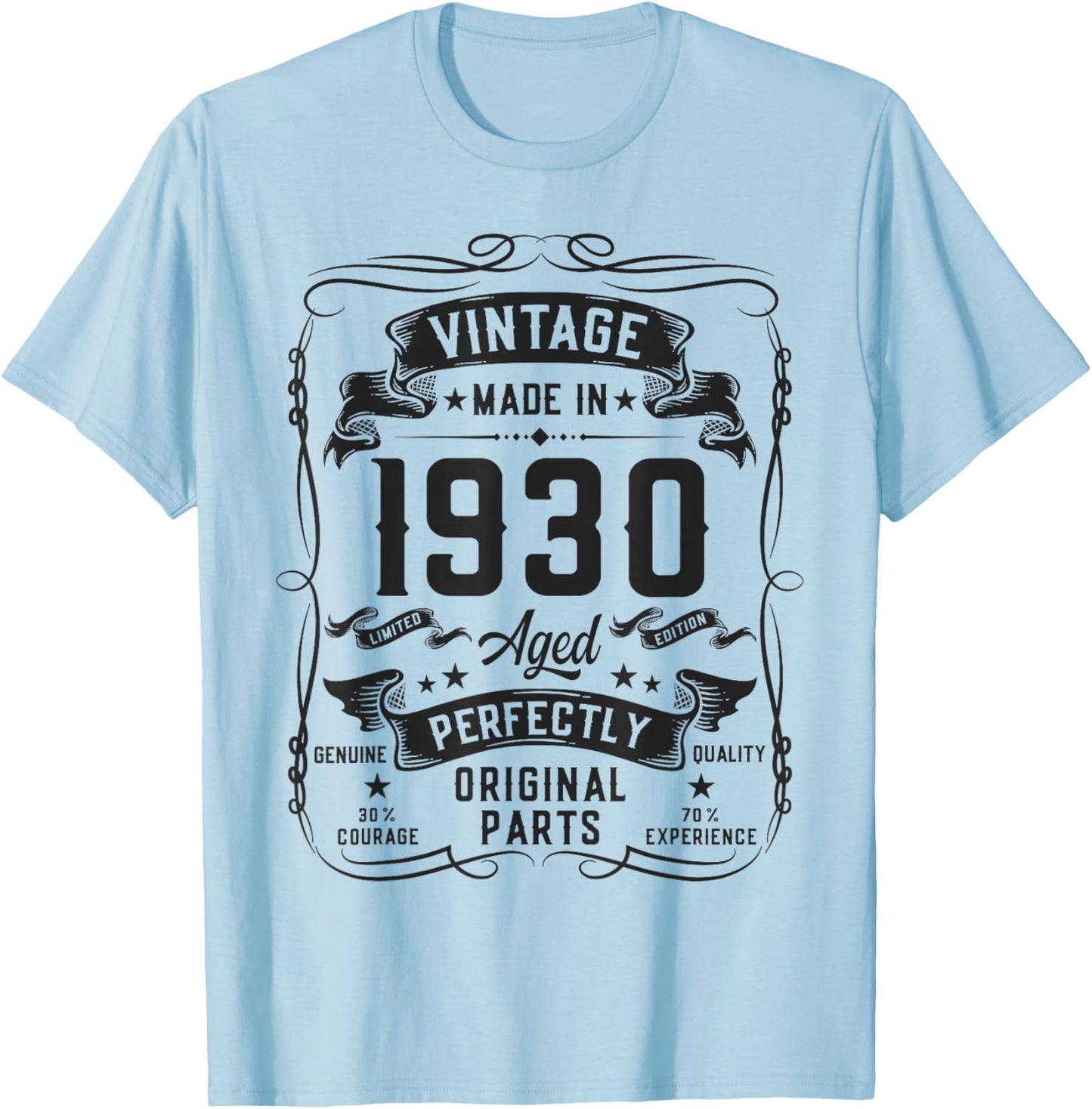 Vintage 1930 96yr 96th Birthday Gifts 96 Years Old T-Shirt - T-Shirt | Light Blue
