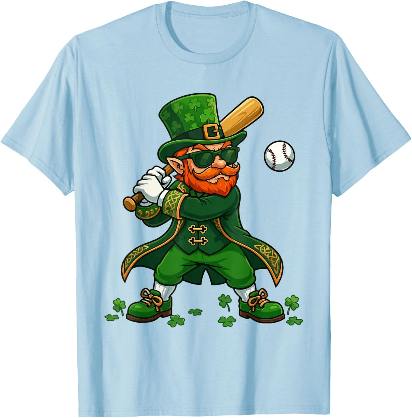 Baseball St Patricks Day Leprechaun Boys Girls Men Women T-Shirt - T-Shirt | Light Blue