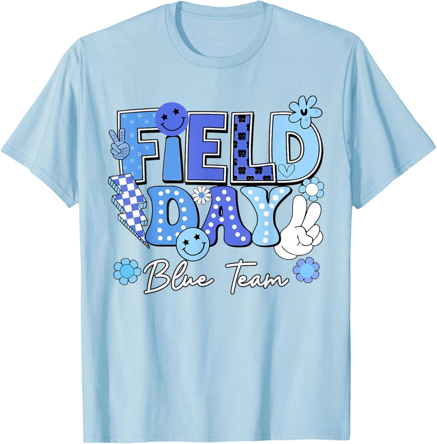 Field Day Blue Team Funny for Teacher Kids Field Day Games T-Shirt - T-Shirt | Light Blue