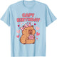 Capybara Birthday Girl Cute Capybara Animal Lovers Bow Party T-Shirt - T-Shirt | Light Blue