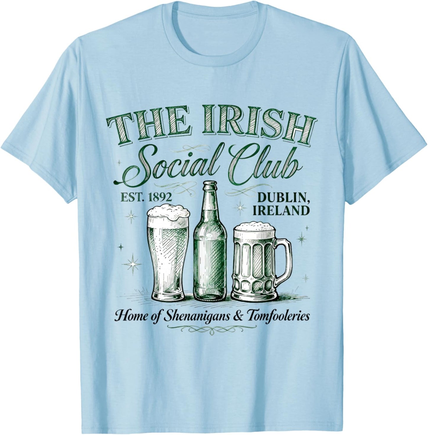 The Irish Social Club Vintage Drinking Team St Patrick's Day T-Shirt - T-Shirt | Light Blue