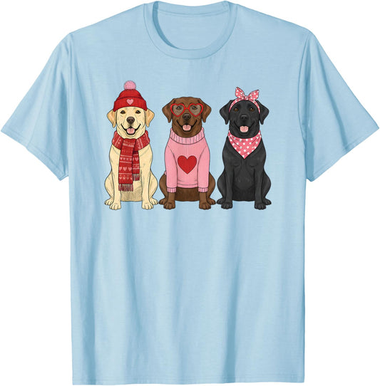 Cute Labrador Retriever Valentine Black Lab Dog T-Shirt - T-Shirt | Light Blue