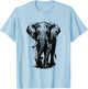 Elephant Ink Art Wild Safari Jungle Animal Grunge Aesthetic T-Shirt - T-Shirt | Light Blue