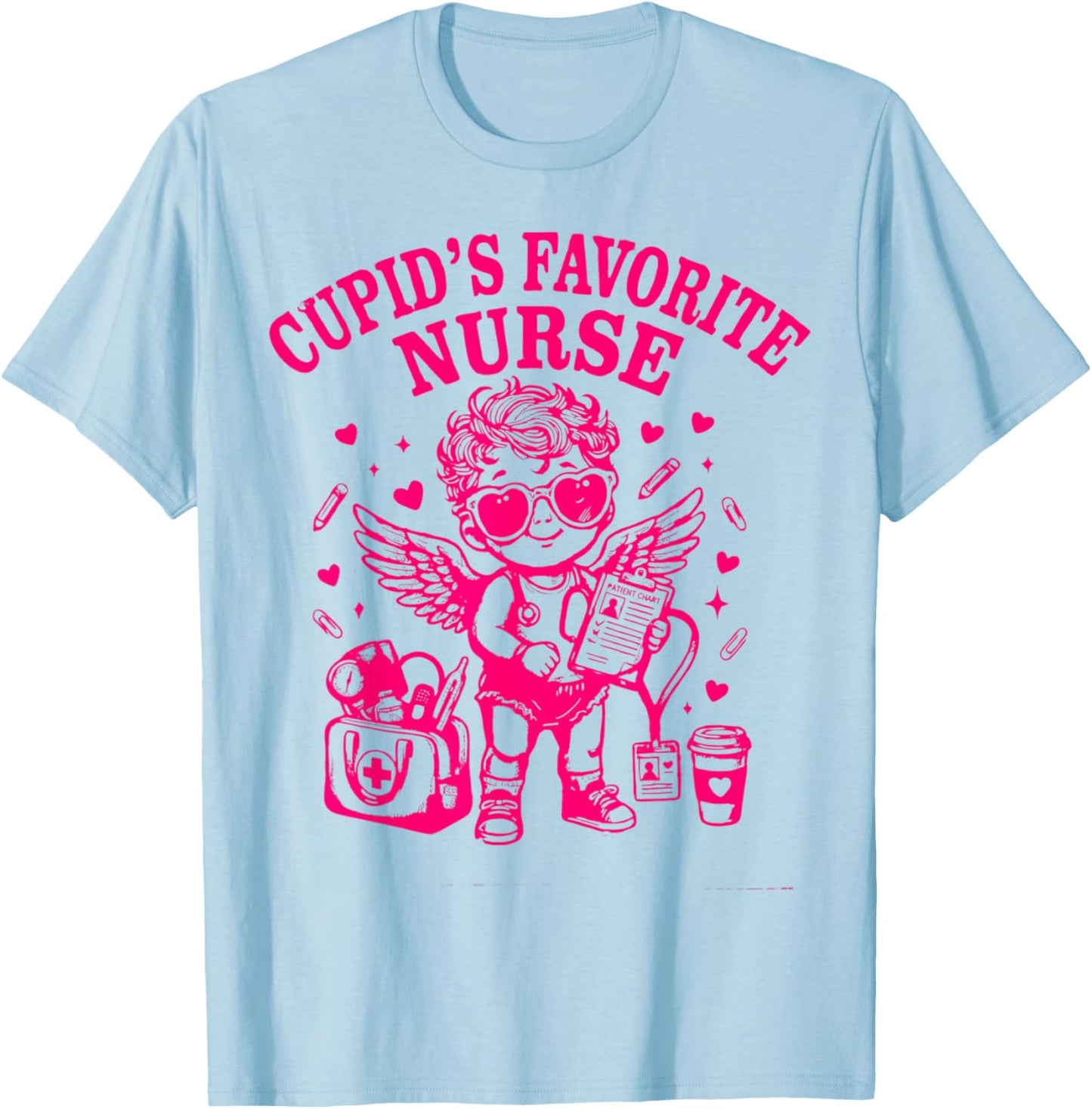 Cupid’s Favorite Nurse Valentines Funny Nurse Cupid Women T-Shirt - T-Shirt | Light Blue