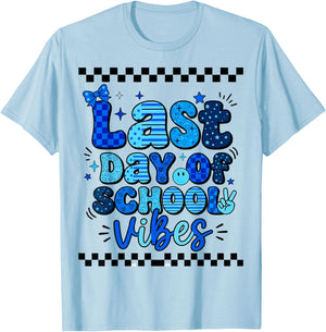 Last Day of School Vibes Happy Last Day of School Graduation T-Shirt - T-Shirt | Light Blue
