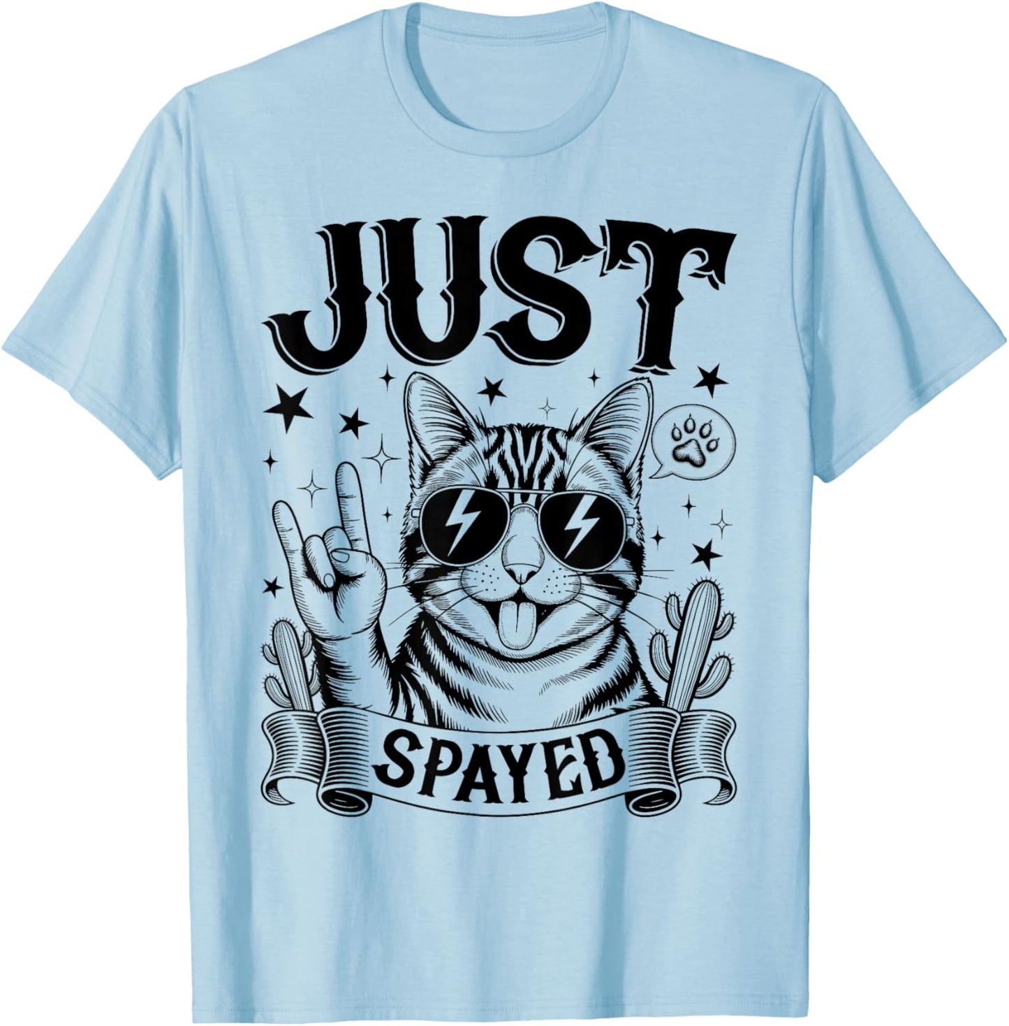 Just Spayed Retro Funny Cat Shirt Cool Cat Lover Gift T-Shirt - T-Shirt | Light Blue