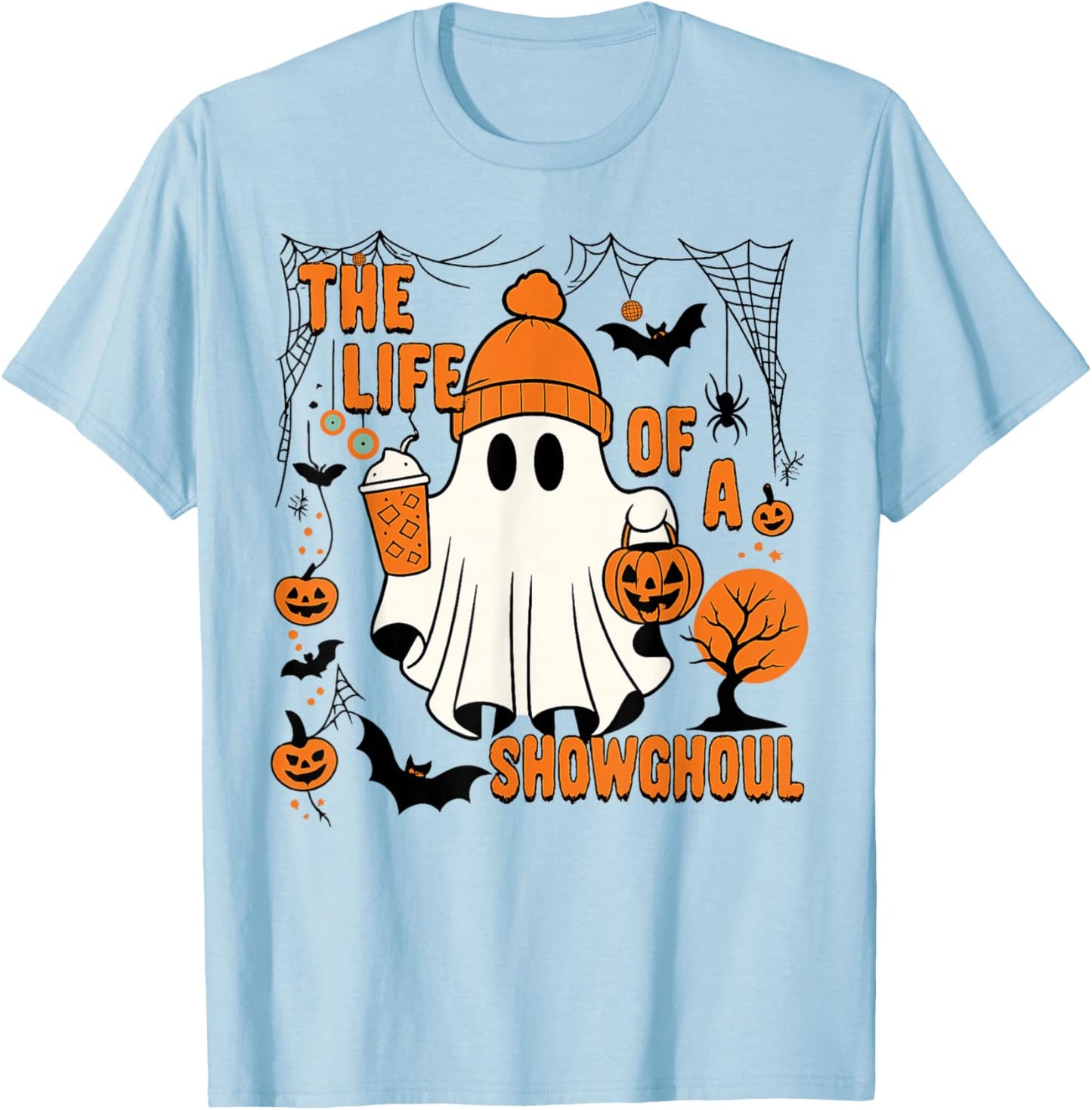The Life of a showghoul Halloween Costume Bow Boo Girls T-Shirt - T-Shirt | Light Blue