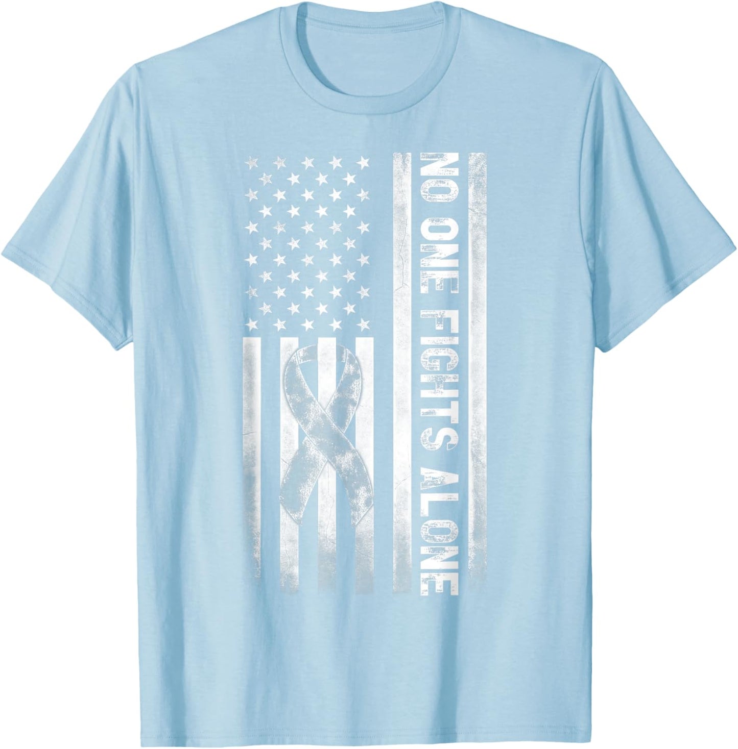 Pink Color Novelty No One Fights Breast Cancer Alone T-Shirt - T-Shirt | Light Blue
