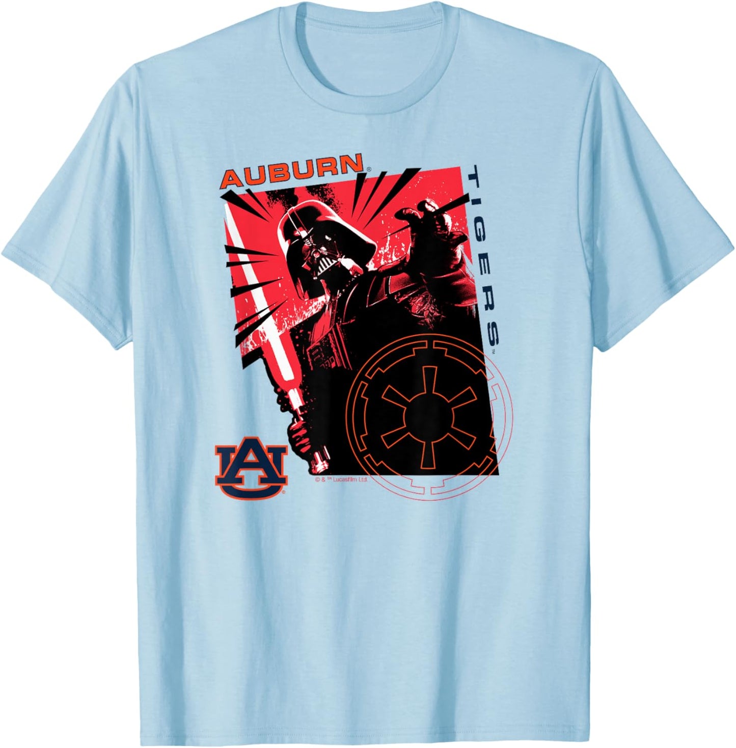 Auburn Tigers Star Wars Sith Lord Gray Officially Licensed T-Shirt - T-Shirt | Light Blue