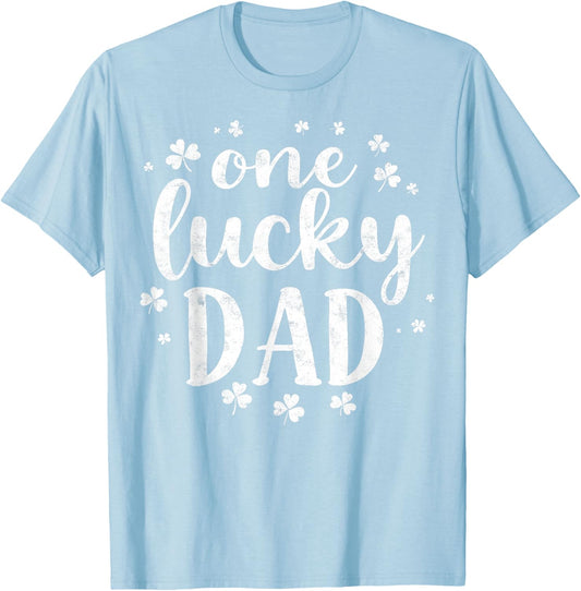 Saint Paddy's Patrick’s Day One Lucky Dad Father Shamrock T-Shirt - T-Shirt | Light Blue