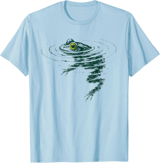 Frog Swimming Minimalist Nature Lover Frog T-Shirt - T-Shirt | Light Blue