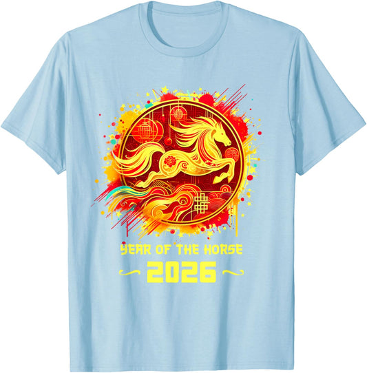Year of The Horse 2026 Lunar New Year Chinese New Year 2026 T-Shirt - T-Shirt | Light Blue