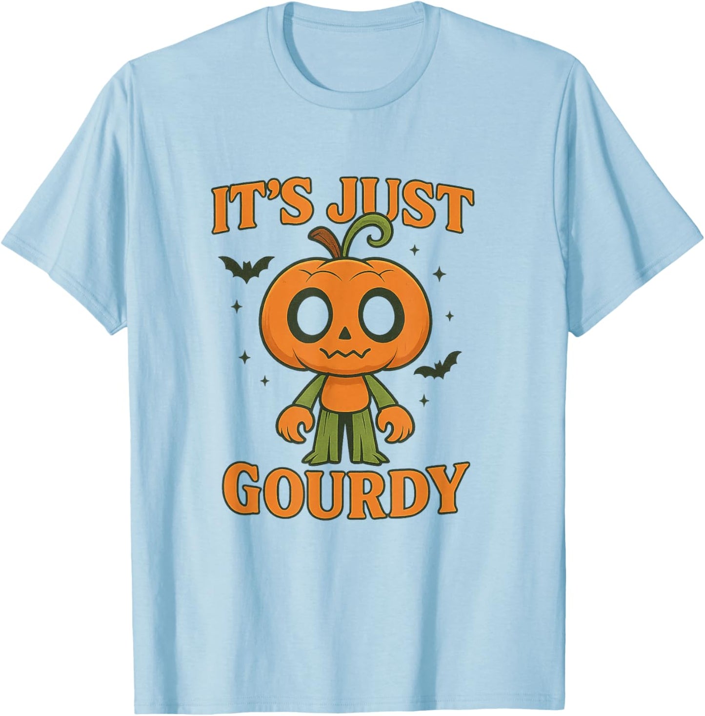 Funny Gourdy Holloway Spooky Halloween Pumpkin T-Shirt - T-Shirt | Light Blue