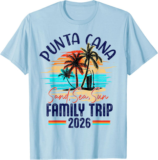 Family Punta Cana Vacation 2026 Summer Vacation Matching T-Shirt - T-Shirt | Light Blue