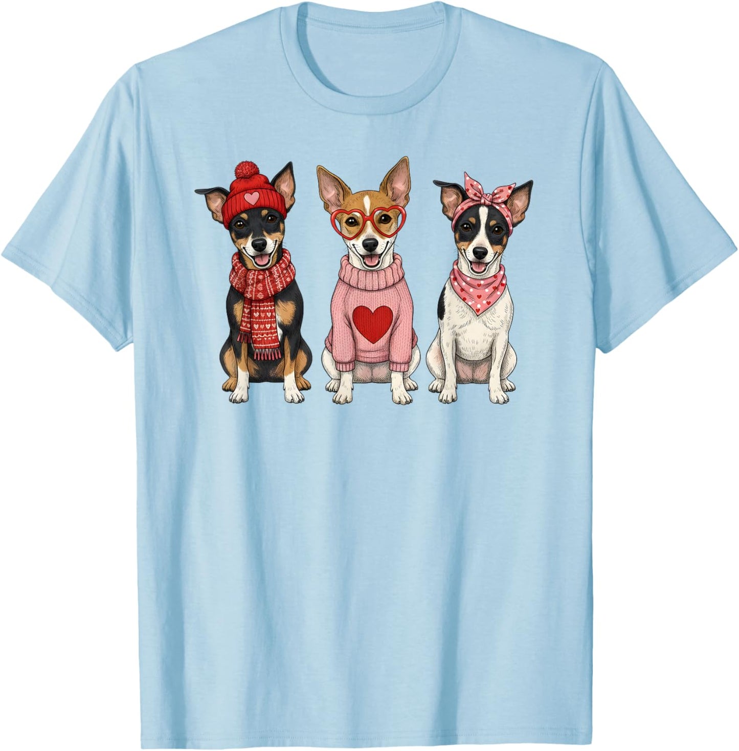Cute Rat Terrier Valentine Dog T-Shirt - T-Shirt | Light Blue