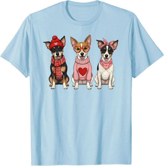 Cute Rat Terrier Valentine Dog T-Shirt - T-Shirt | Light Blue