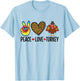 Peace Love Turkey Heart Tie Dye Thanksgiving Cute T-Shirt - T-Shirt | Light Blue