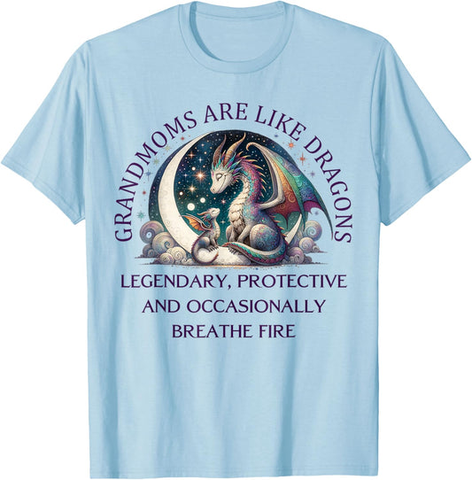 Mother’s Day Blessed Grandmother are Like Dragons Protective T-Shirt - T-Shirt | Light Blue